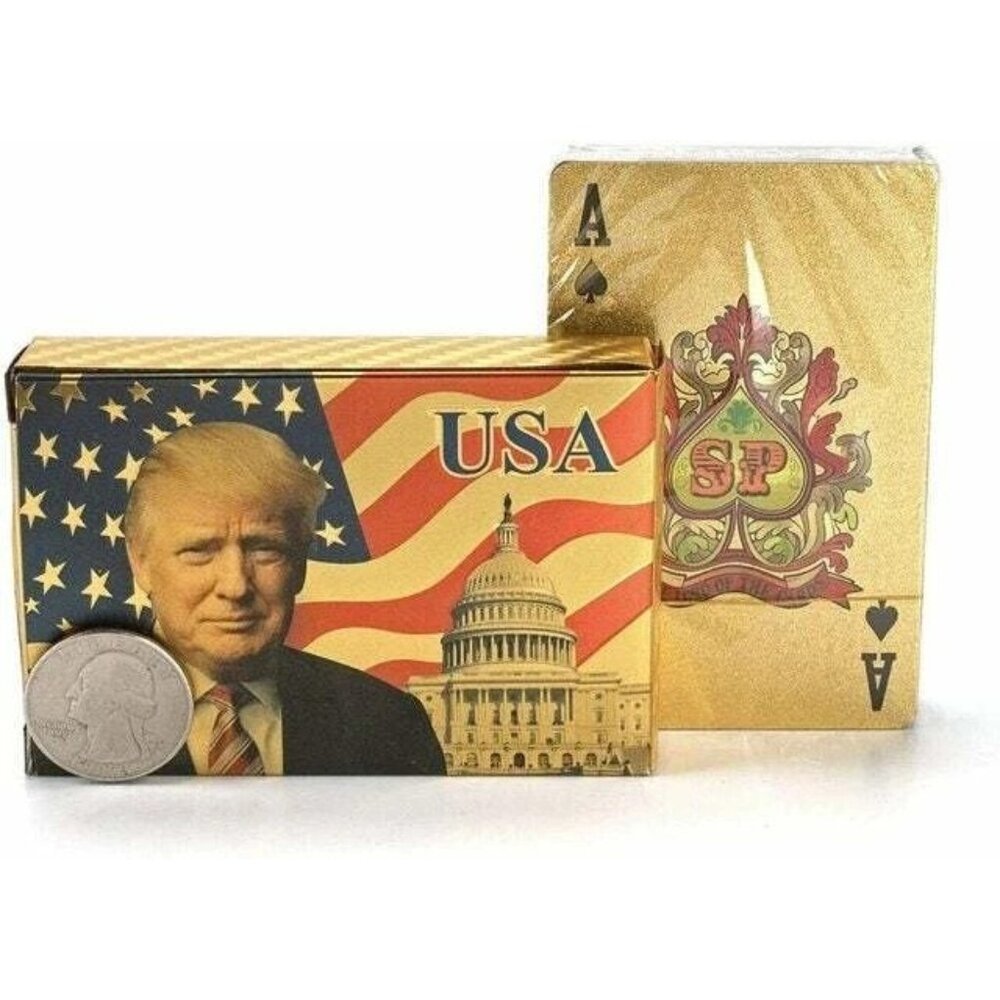 2025 Donald Trump Gold Foil Waterproof Plastic Playing Poker Deck Game Cards NEW